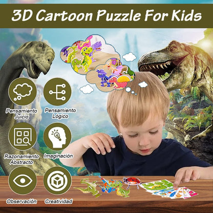Puzzle 3D z motywem kreskówkowym 🦖