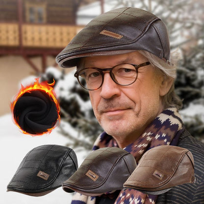 Męska Modna Czapka Ivy ze Skóry PU