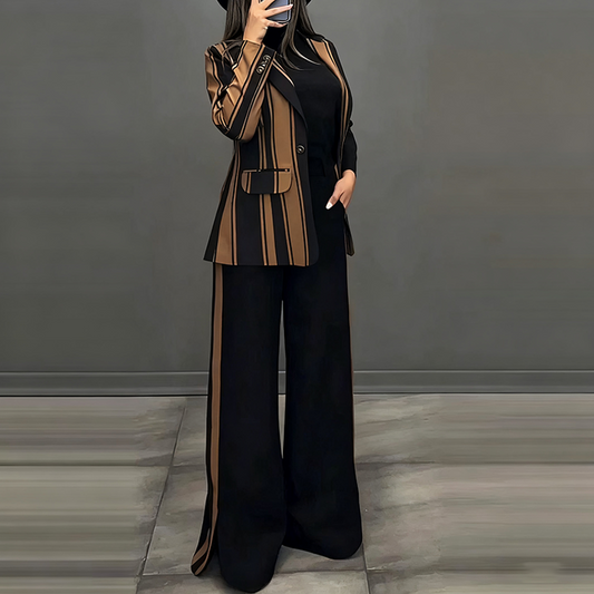 🍂Zestaw modny składający się z marynarki i spodni z szerokimi nogawkami