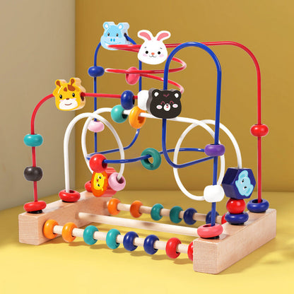 Edukacyjna drewniana zabawka z labiryntem z koralików