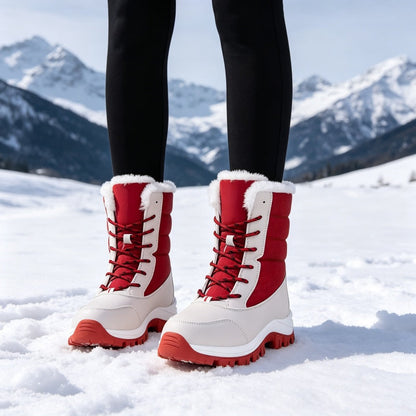 Vattentäta snökängor för dam med plyschfoder och skaft i mellanhöjd👢❄️