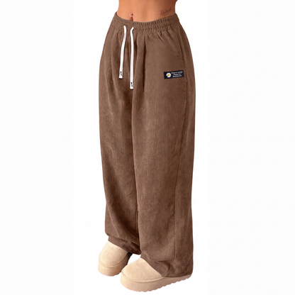 👖 Lösa vida korderojbyxor för damer med dragsko – mjuka, smickrande, elastisk midja, perfekta för vardag och jobb! ✨