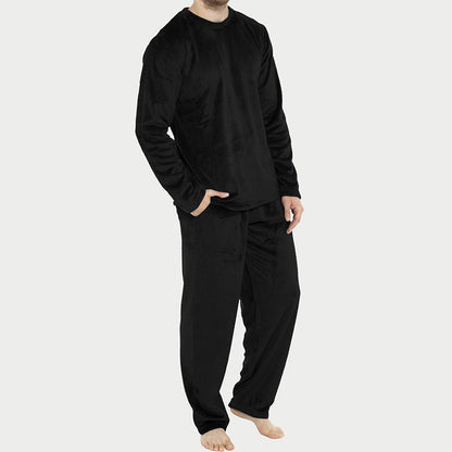 🛌Tvådelat flanellset herr – mjuk borstad velour med rak passform✨