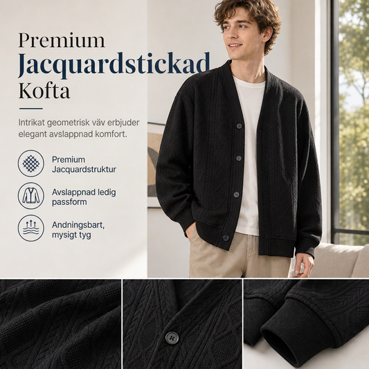 🧥 Jacquardstickad lös kavaj för män – mjuk, bekväm och mångsidig, perfekt för vardag och höst, nu till halva priset! ✨
