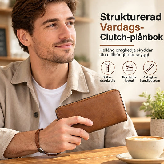Men Long Zipperplånbok Med Stor Kapacitet Mångsidig Kortväska Clutch-väska