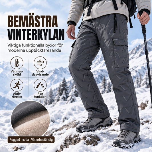 Vintercargobyxor för män med mjukt pälsfoder – Varma och funktionella för kalla dagar ✨👖❄️