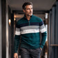 Strimmig tröja med halv dragkedja i slim fit-modell för män