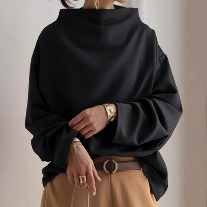 🔥En supertrendig och mångsidig topp🔥 Löst passande sweatshirt med skärhals, draperad design, nersatta axlar och långa ärmar