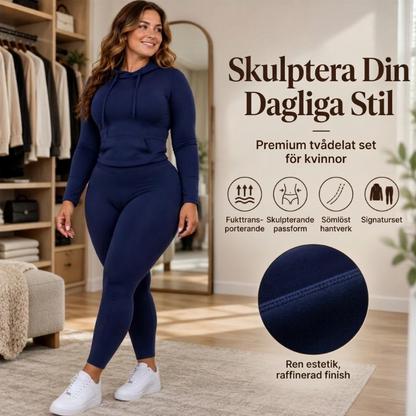 Formande, bekväm och stilren i mjuk premiumkvalitet 🏃‍♀️✨-Set med huvtröja och leggings för kvinnor